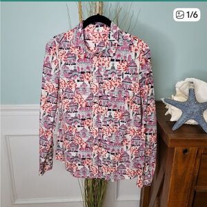 Boden Building Print Button Down Women's 6R